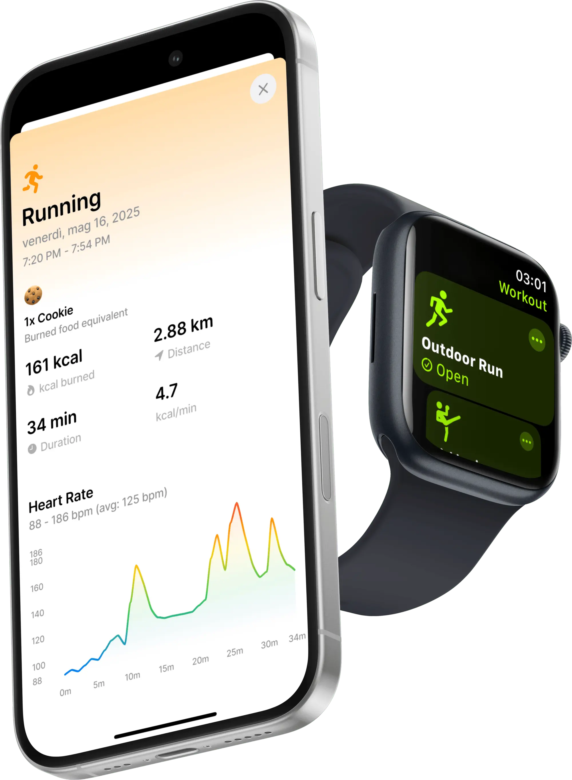 iPhone and Apple Watch showing Kalo workout tracking interface