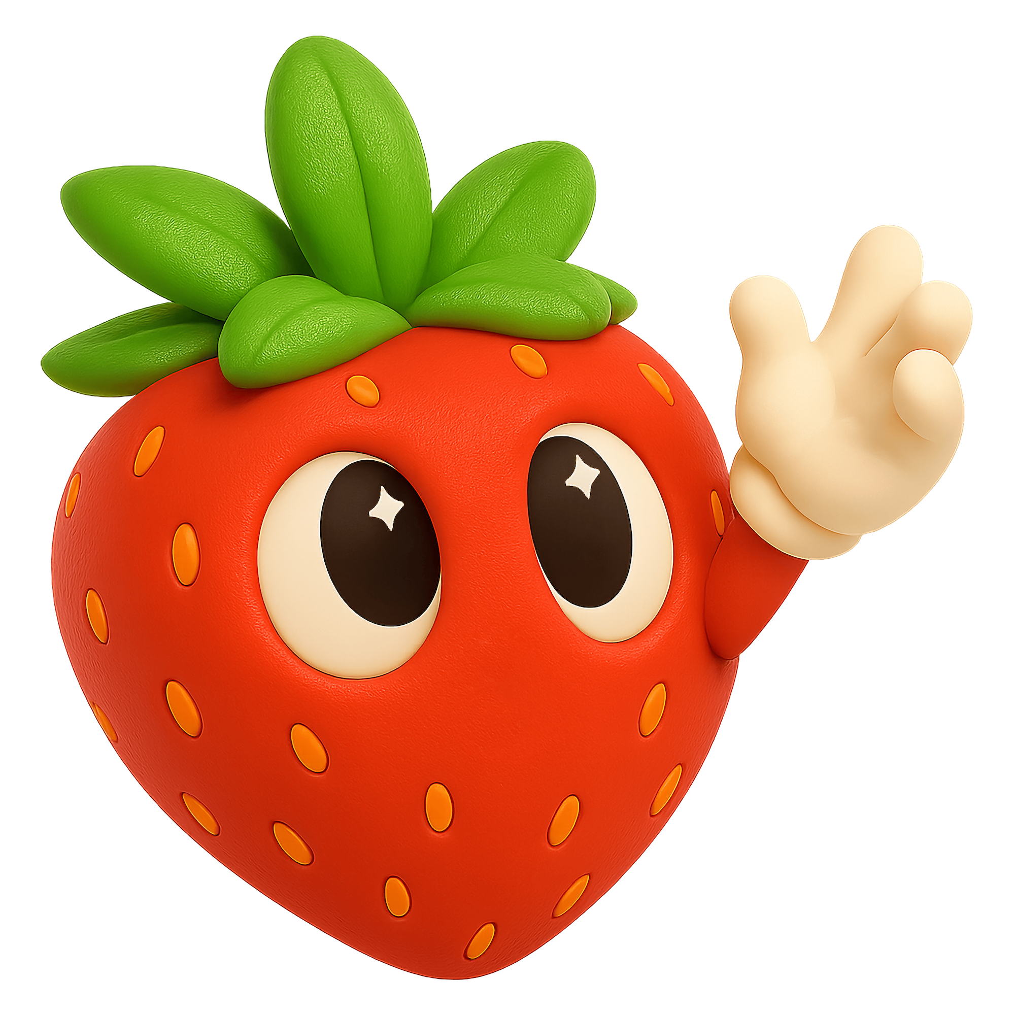 Kalo strawberry character reaching upward symbolizing growth and health improvement
